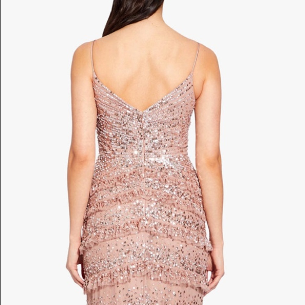 Adrianna Papell spaghetti strap and ruffle embellished long gown - Picture 8 of 13